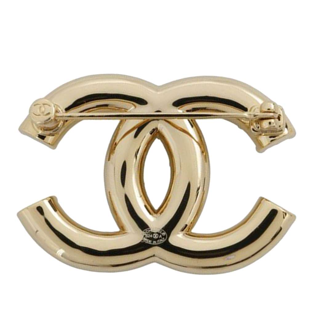 Chanel Gold Plated CC Faux Pearl Rhinestone Brooch - 2