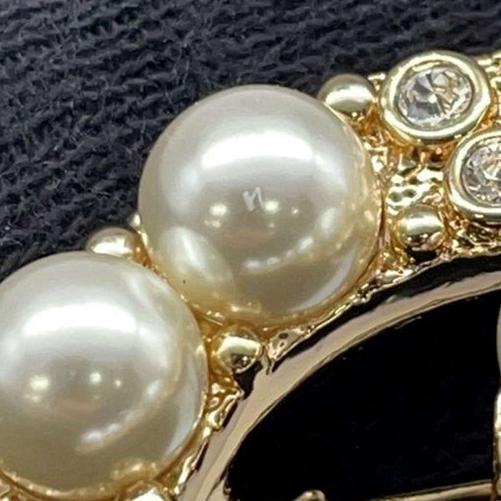 Chanel Gold Plated CC Faux Pearl Rhinestone Brooch - 5