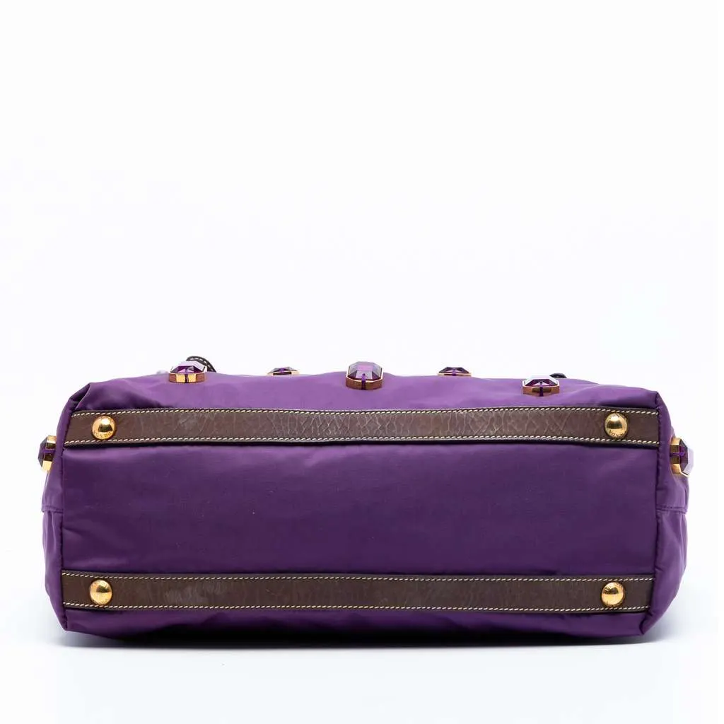 Prada Tessuto Pietre Jeweled Tote Purple Good - Inside View