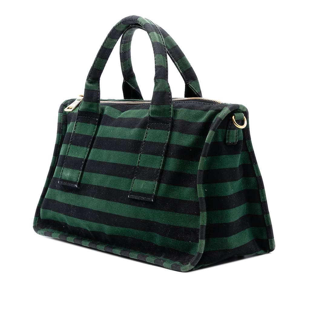 Prada Canvas Canapa Righe Striped Satchel - 2