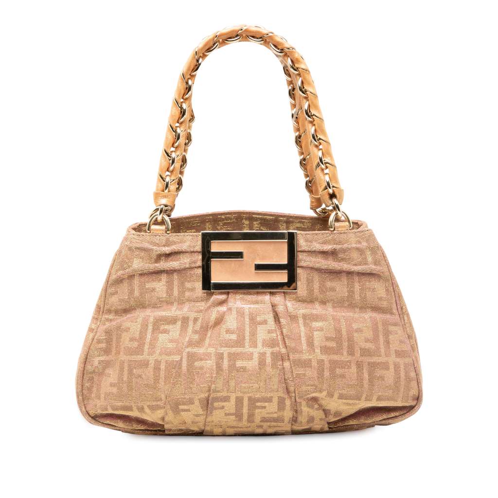 Fendi Small Zucca Metallic Lurex Mia Chain Tote