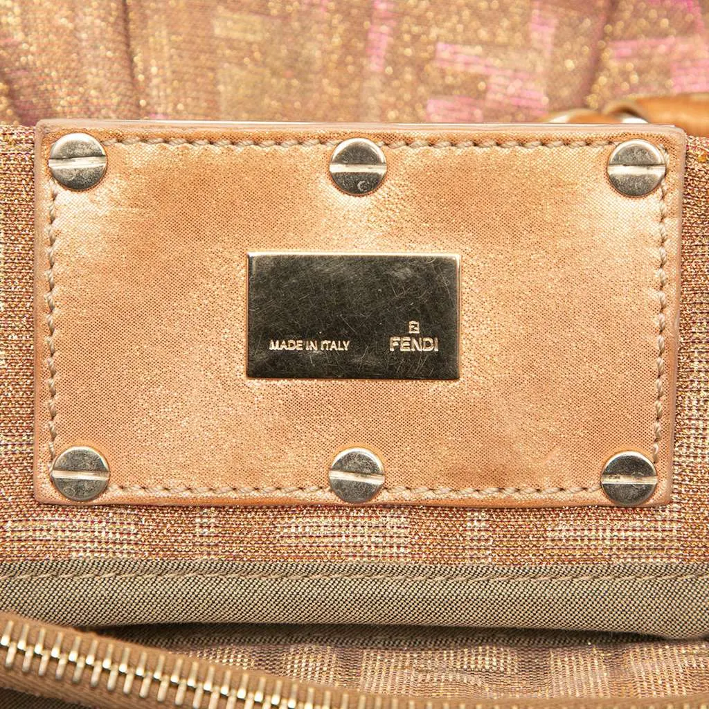 Fendi Small Zucca Metallic Lurex Mia Chain Tote Brown Polyester Good - Box View