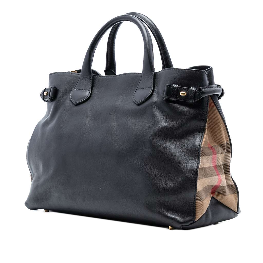 Burberry Medium Leather and House Check Banner Satchel - 2