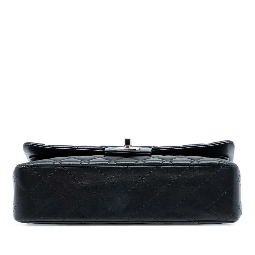 Chanel Medium Classic Lambskin Double Flap Black Leather Good - Inside View