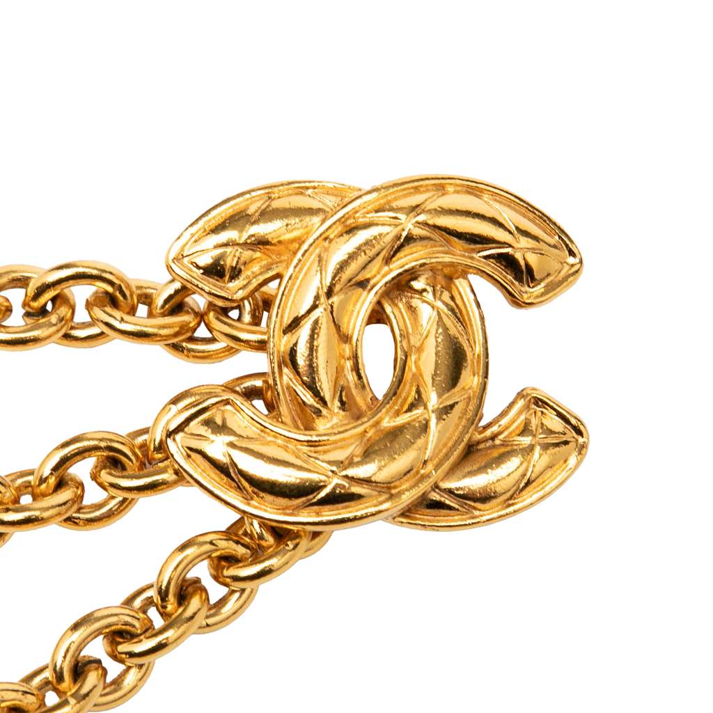 Chanel Gold Plated Quilted CC Triple Chain Belt - 2
