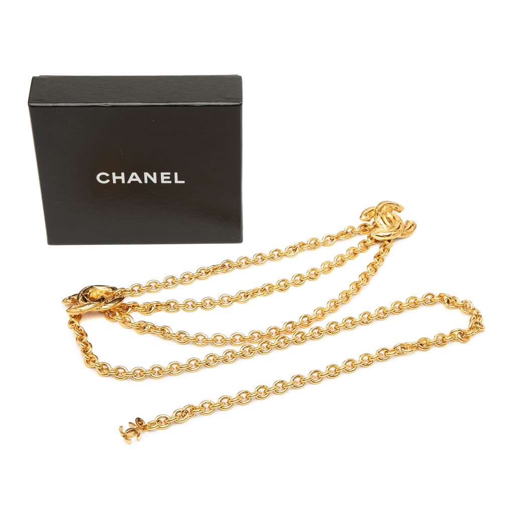 Chanel Gold Plated Quilted CC Triple Chain Belt - 4