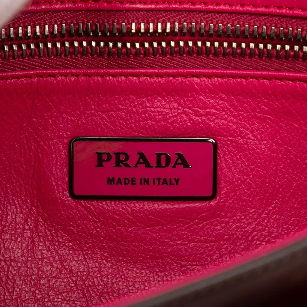 Prada Spazzolato Mirror Chain Flap Red Leather Good - Box View