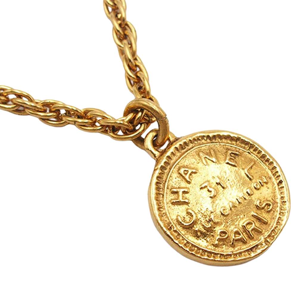 Chanel Gold Plated 31 Rue Cambon Medallion Pendant Necklace - 3