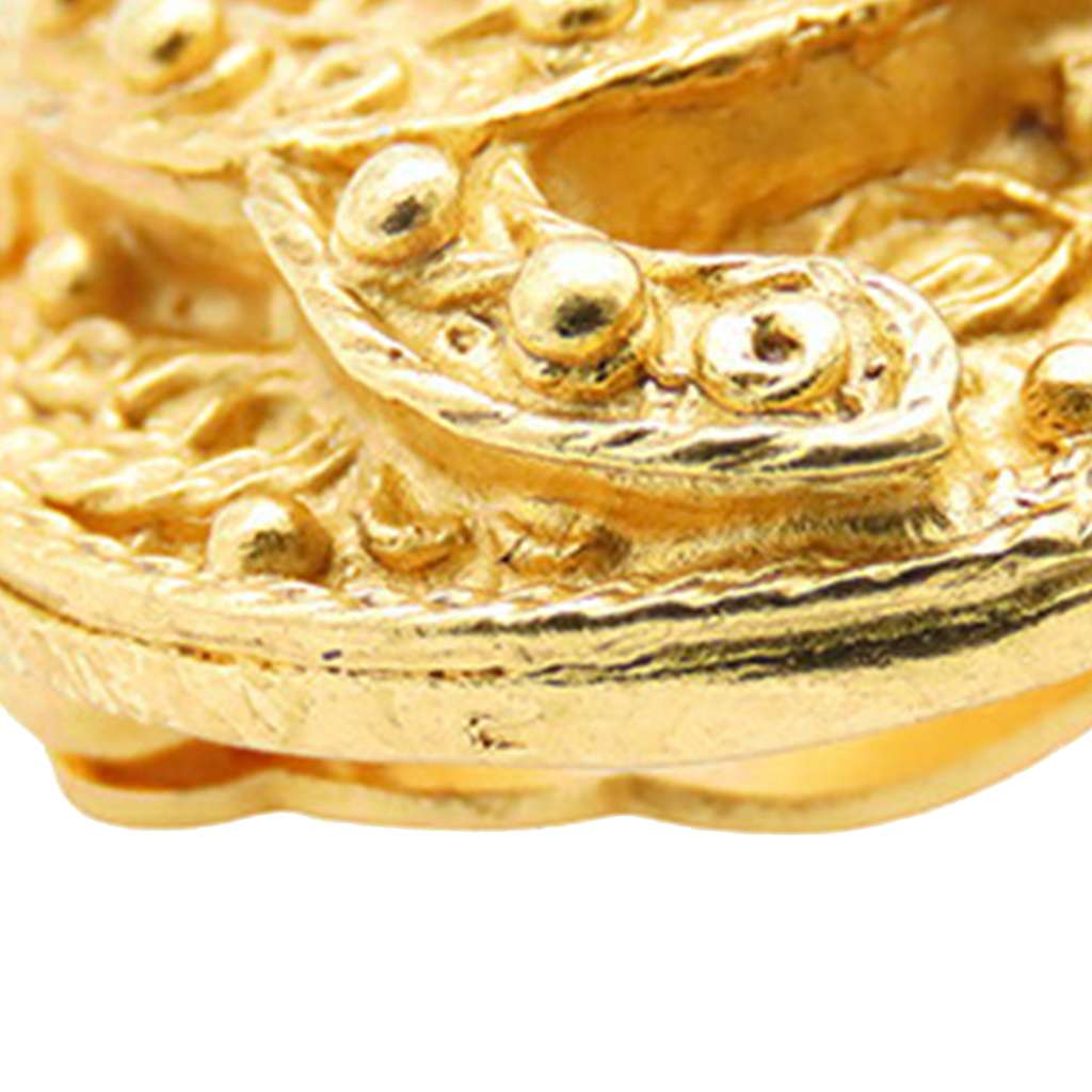 Chanel CC Gold Plated Round Clip On Earrings - 4