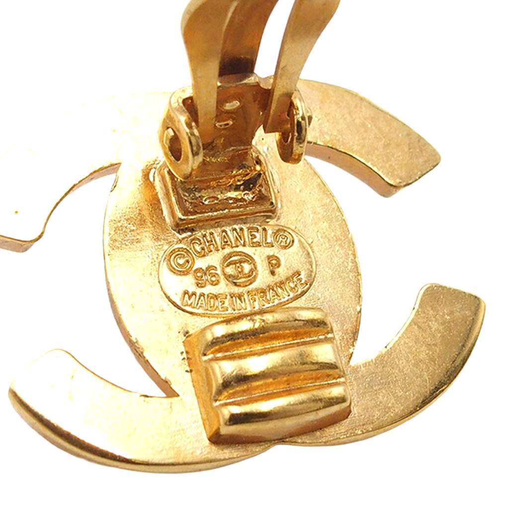 Chanel Gold Plated CC Turn Lock Clip on Earrings - 5