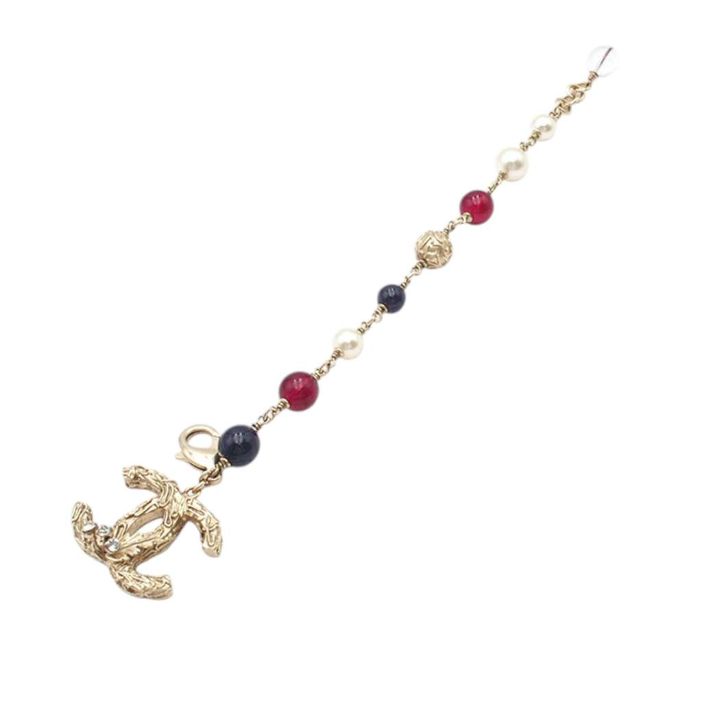 Chanel CC Gold Plated Faux Pearl Beaded Bracelet - 4