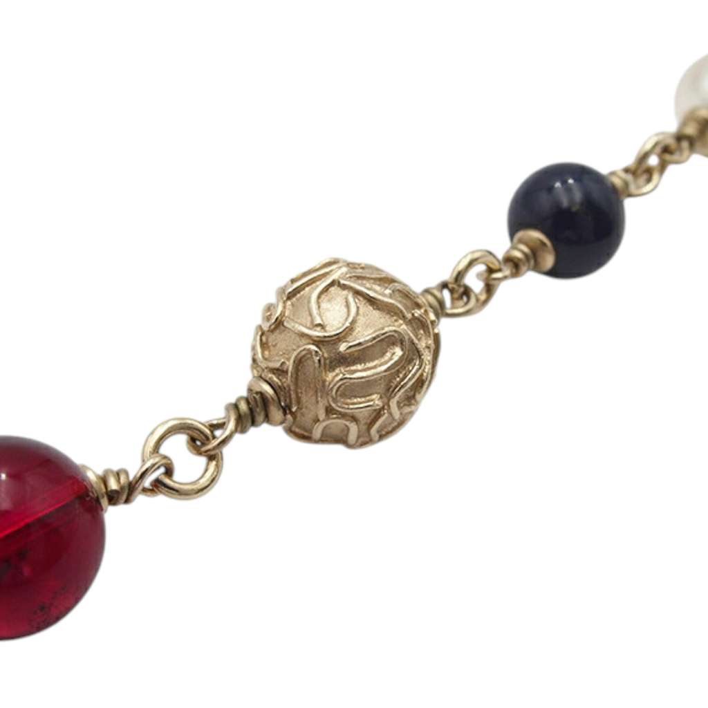 Chanel CC Gold Plated Faux Pearl Beaded Bracelet - 5