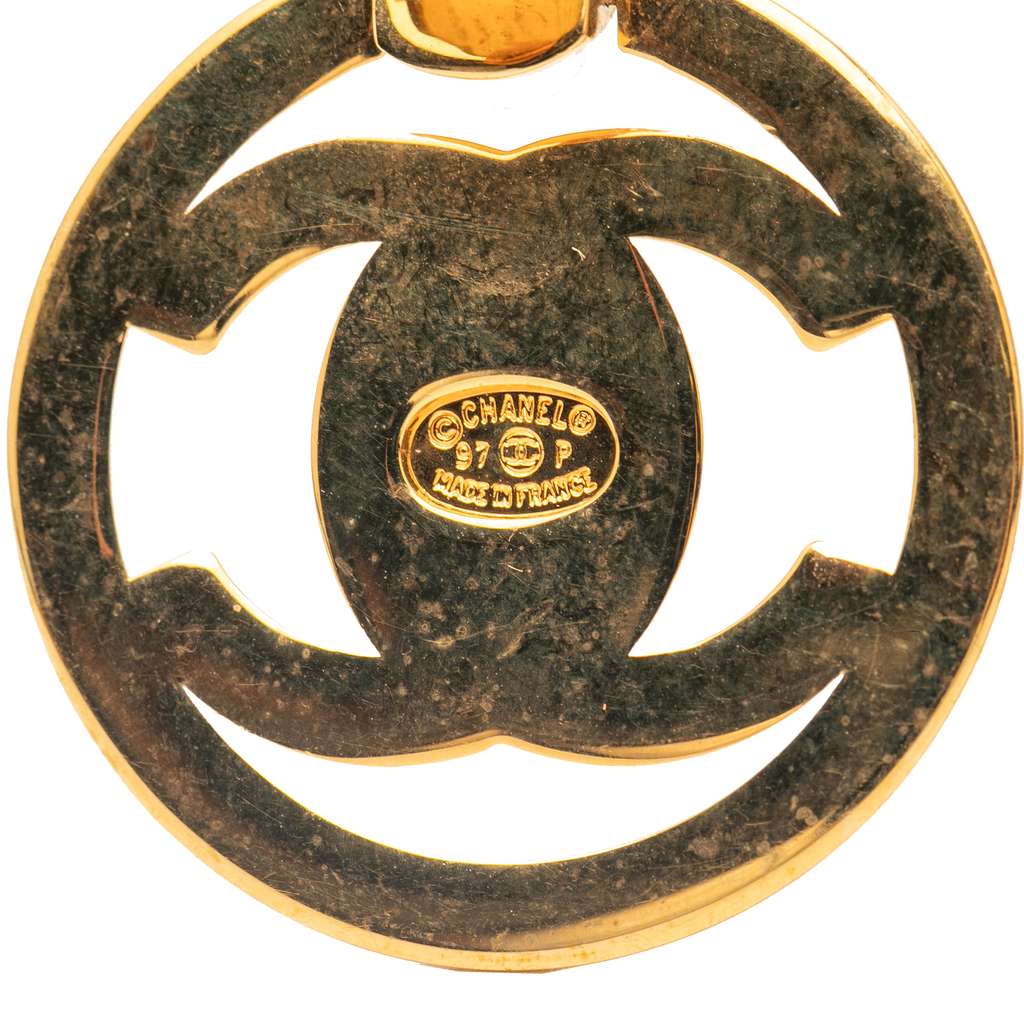 Chanel Gold Plated CC Turnlock Swing Clip on Earrings - 3