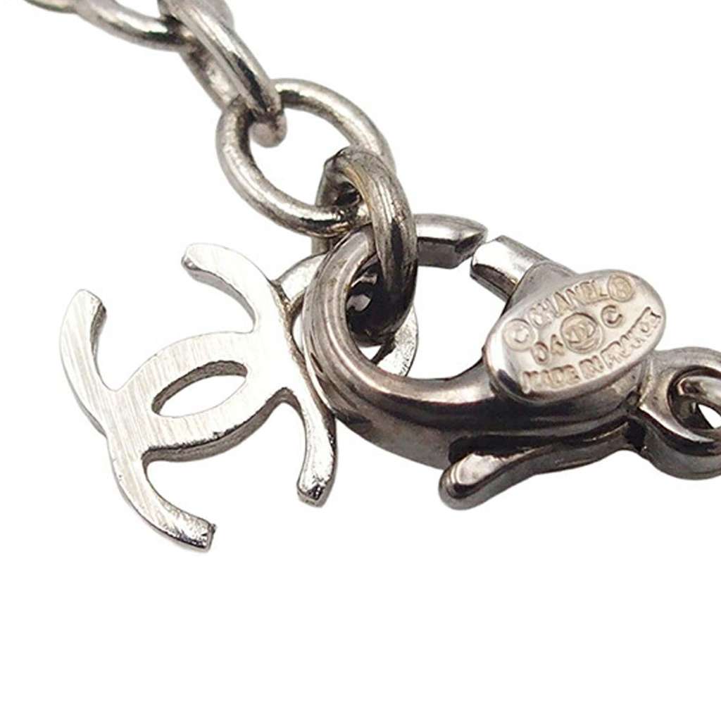 Chanel Silver Plated CC Resin Heart Pendant Necklace - 3