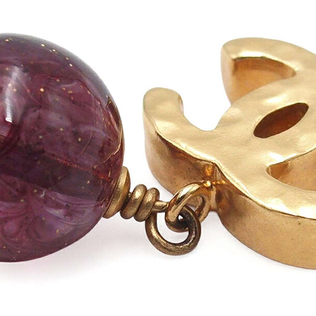 Chanel Gold Plated CC Bead Drop Necklace - 5