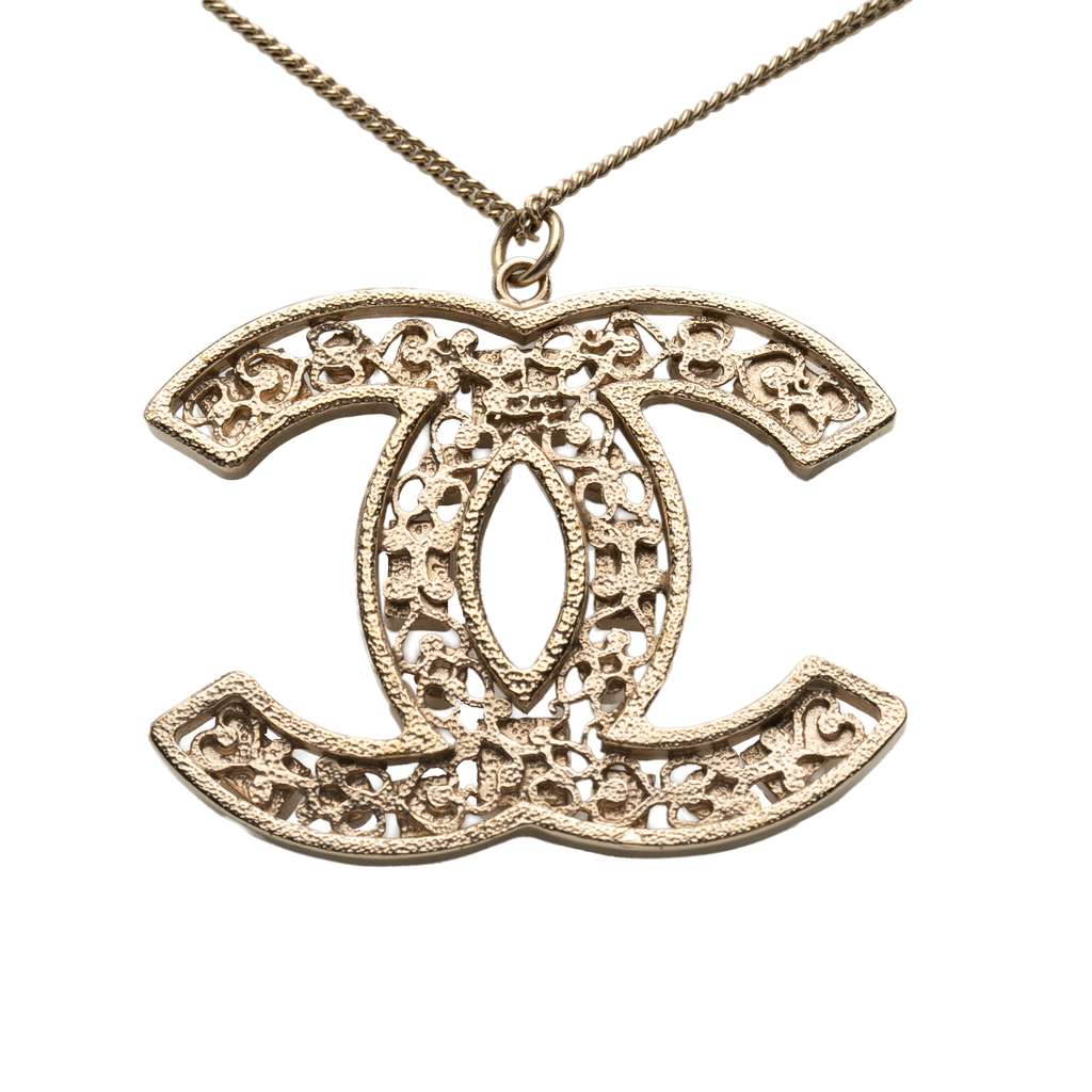 Chanel Gold Plated CC Crystals Pendant Necklace - 3