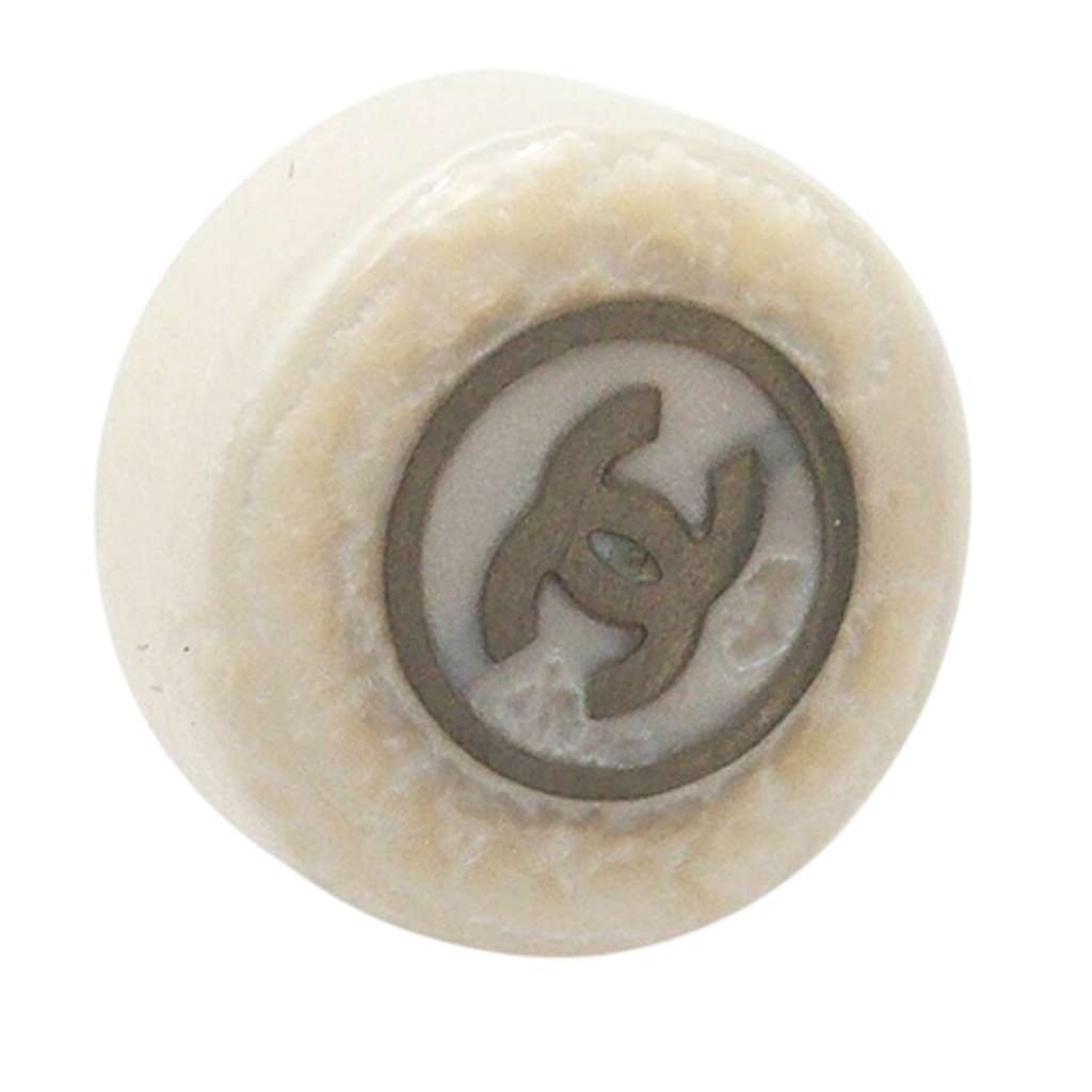 Chanel Resin and Silver Plated CC Round Push Back Earrings - 4