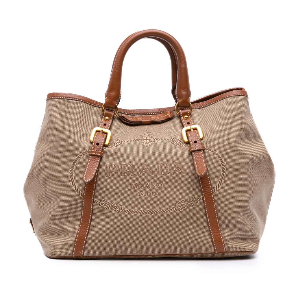 Prada Canvas Canapa Logo Bow Satchel
