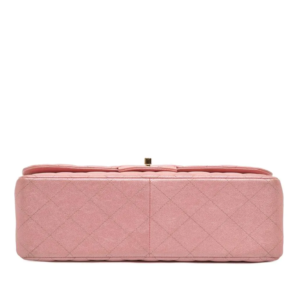Chanel Jumbo Classic Iridescent Caviar Double Flap Pink Leather Good - Inside View