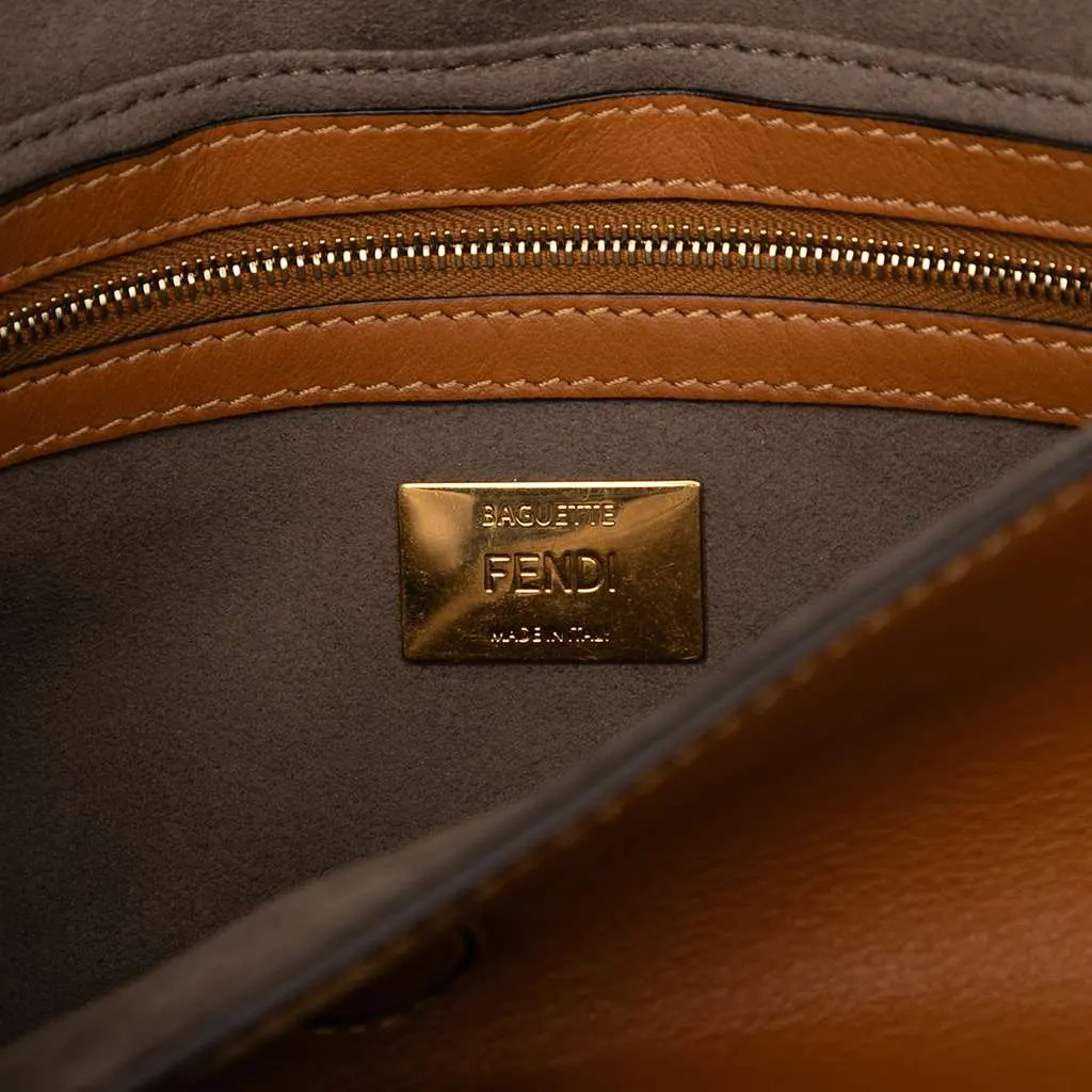 Fendi Vitello Grace FF 1974 Baguette Crossbody Brown Leather Very good - Box View
