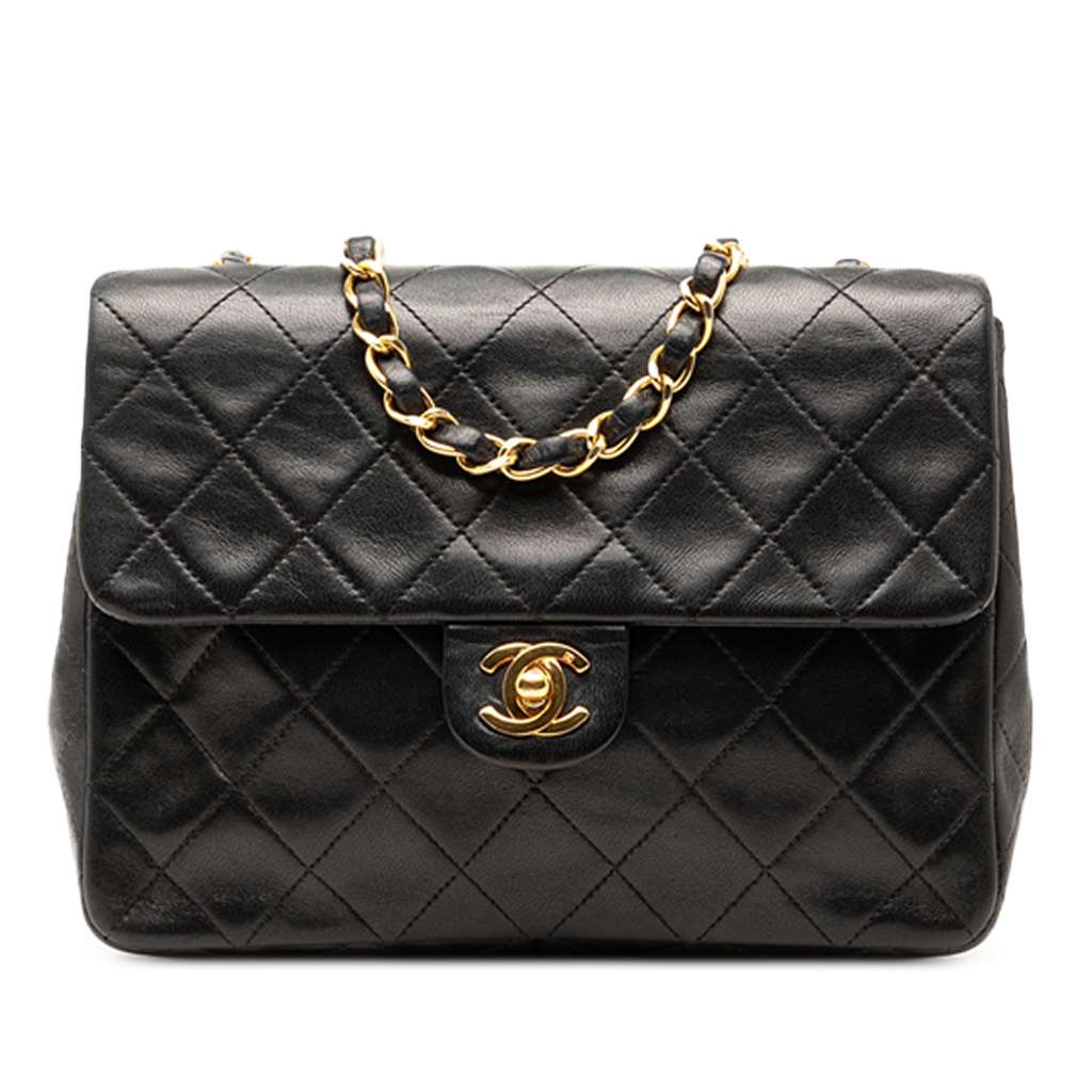 Chanel Mini Square Lambskin Straight Single Flap