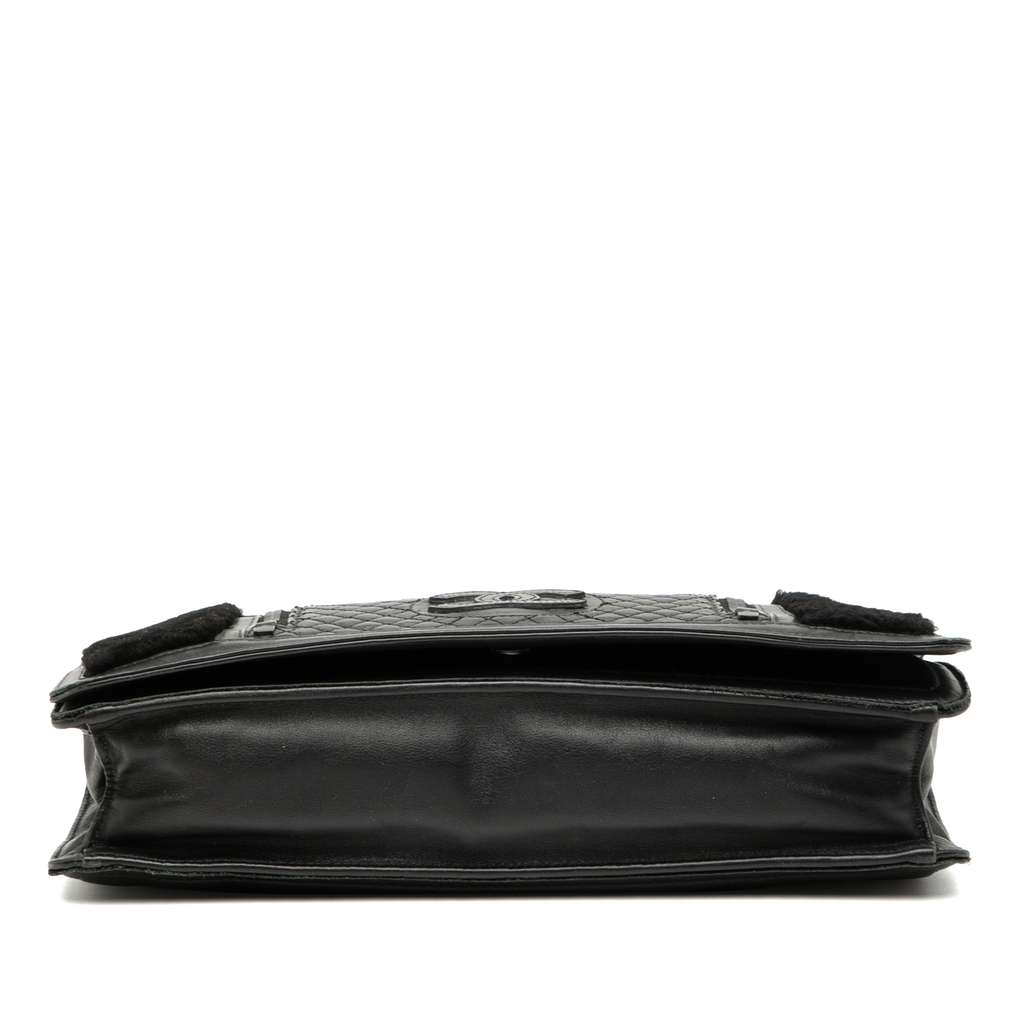 Chanel Large CC Quilted Lambskin and Shearling Single Flap - 3