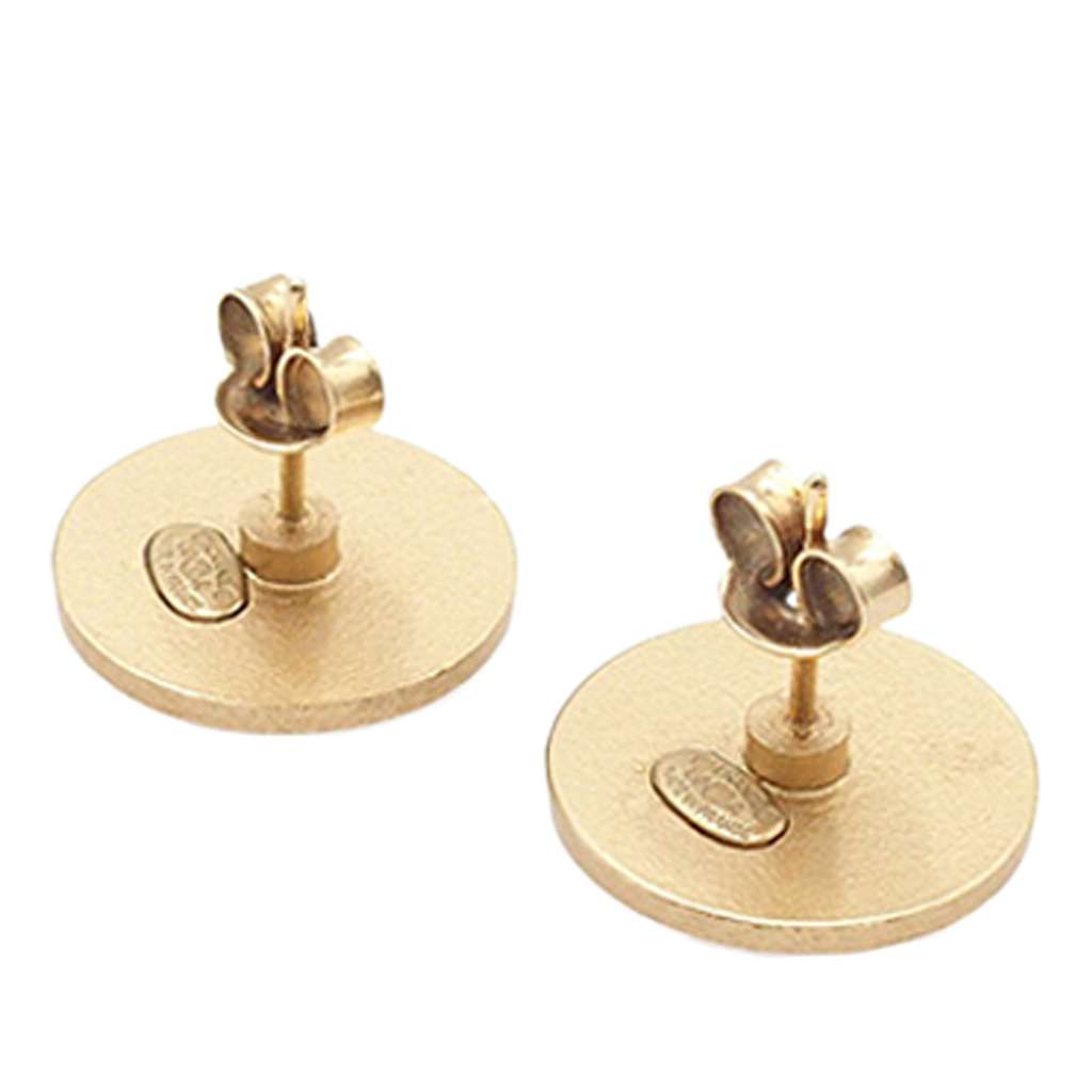 Chanel Gold Plated CC Rhinestone Round Push Back Earrings - 3