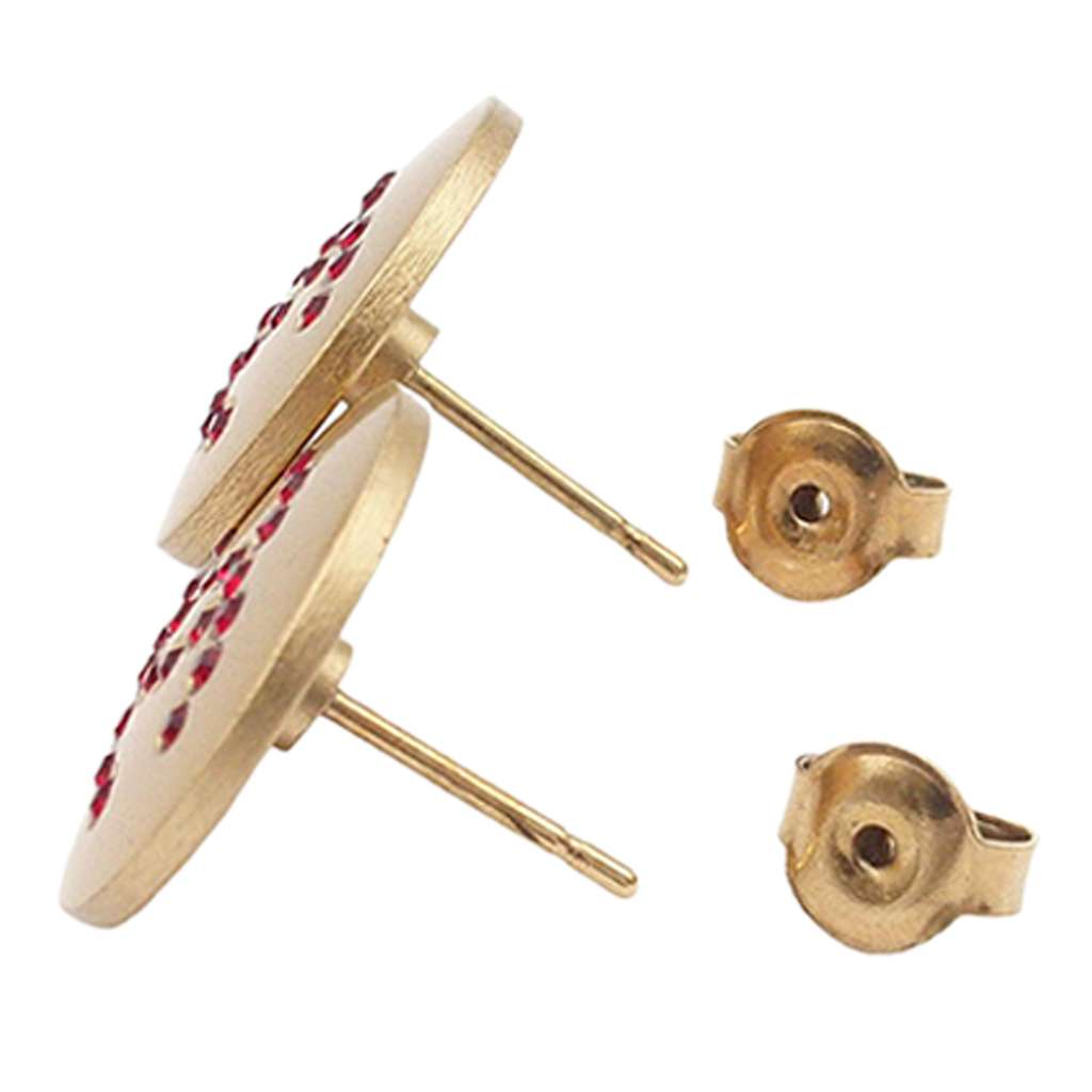 Chanel Gold Plated CC Rhinestone Round Push Back Earrings - 5