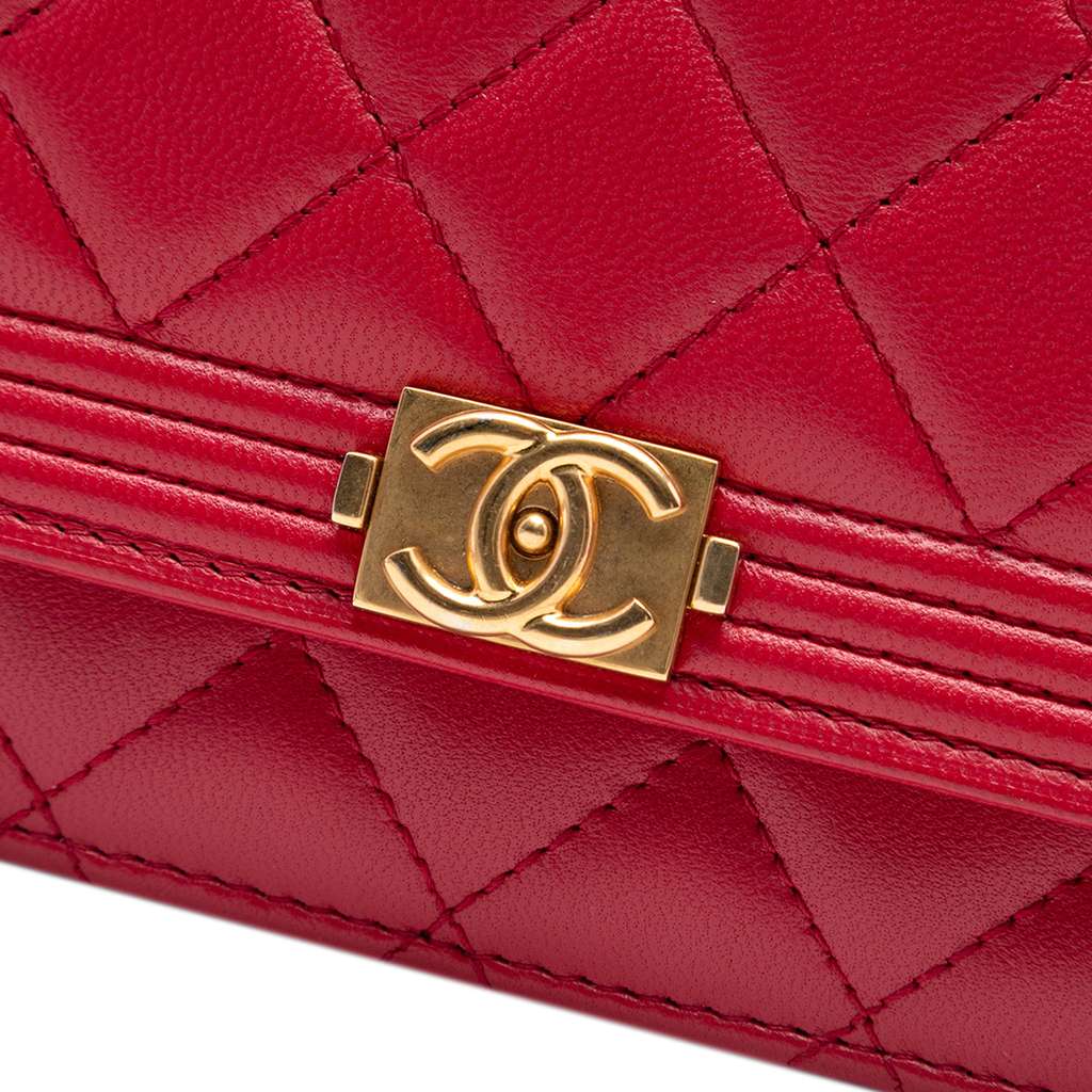 Chanel Quilted Lambskin Boy Wallet On Chain - 5
