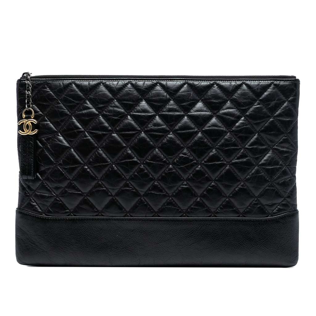 Chanel Large Aged Calfskin Gabrielle O Case Clutch