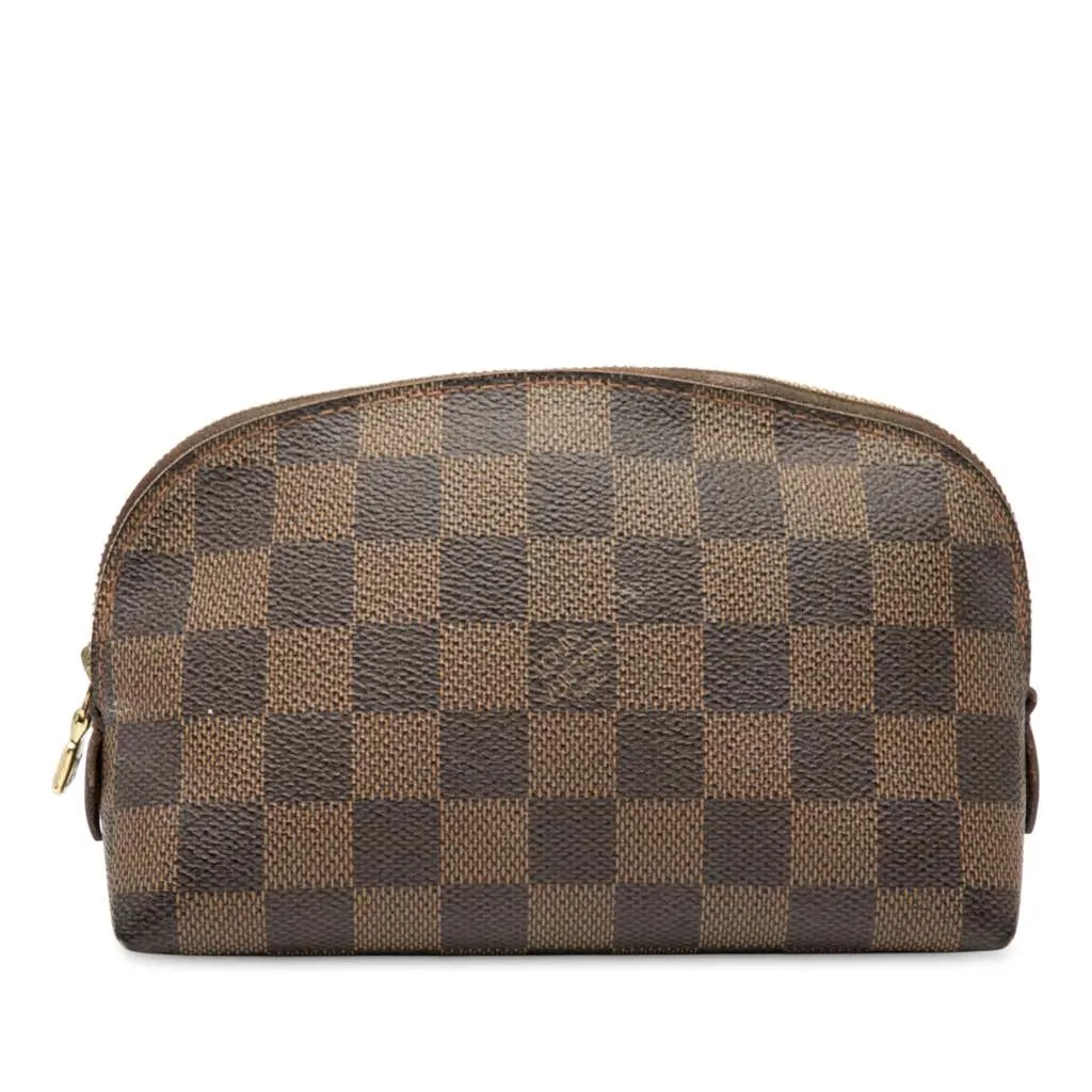 Louis Vuitton Damier Ebene Cosmetic Pouch PM Brown Good - Front View