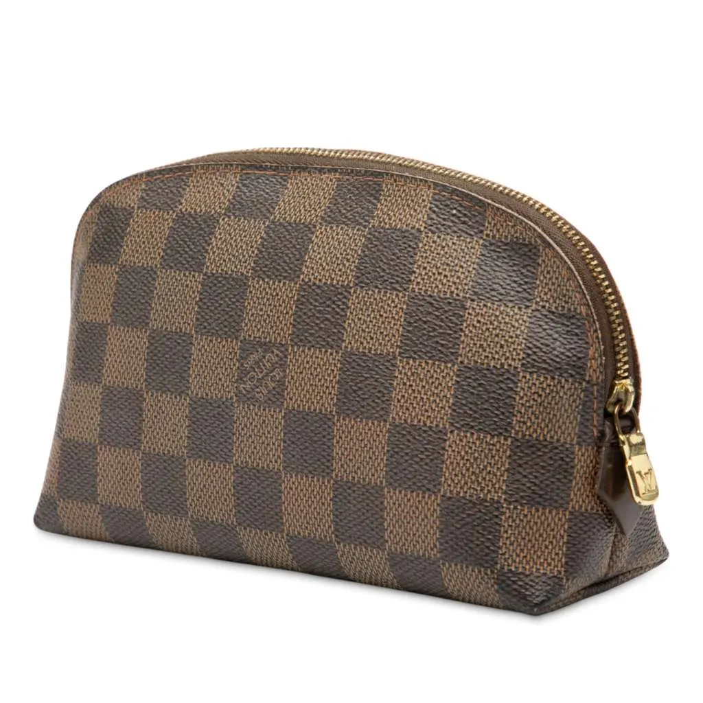 Louis Vuitton Damier Ebene Cosmetic Pouch PM Brown Good - Back View