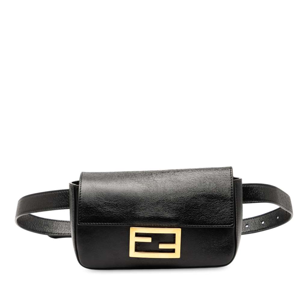 Fendi Leather FF Logo Baguette Belt Bag