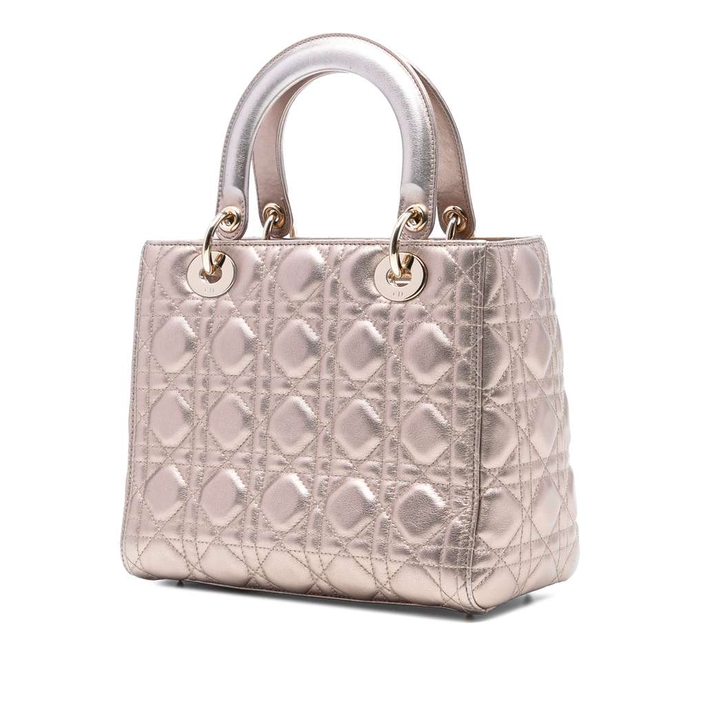 Dior Medium Metallic Lambskin Cannage Lady Dior - 2