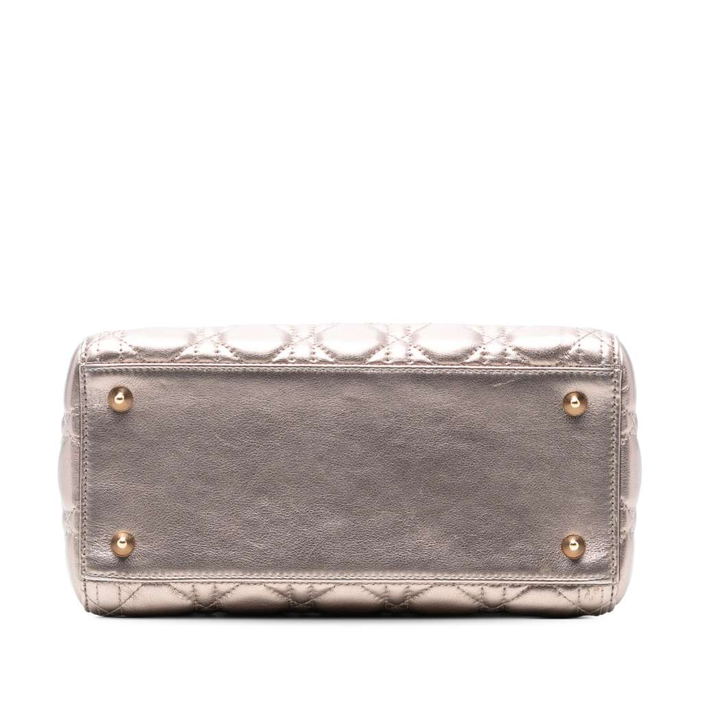 Dior Medium Metallic Lambskin Cannage Lady Dior - 3