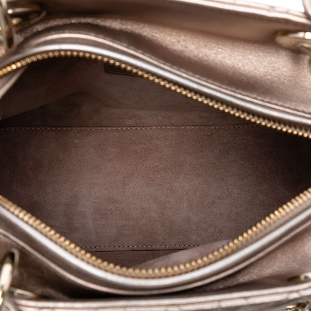 Dior Medium Metallic Lambskin Cannage Lady Dior - 4