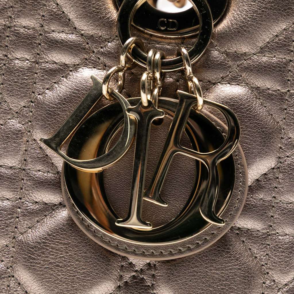 Dior Medium Metallic Lambskin Cannage Lady Dior - 5