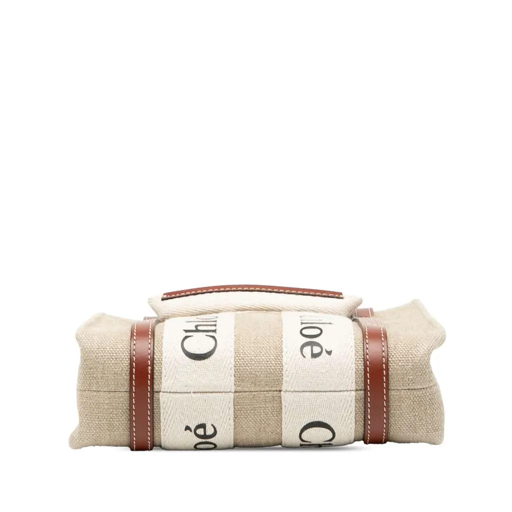 Chloé Mini Canvas Woody Satchel Brown Canvas Good - Inside View