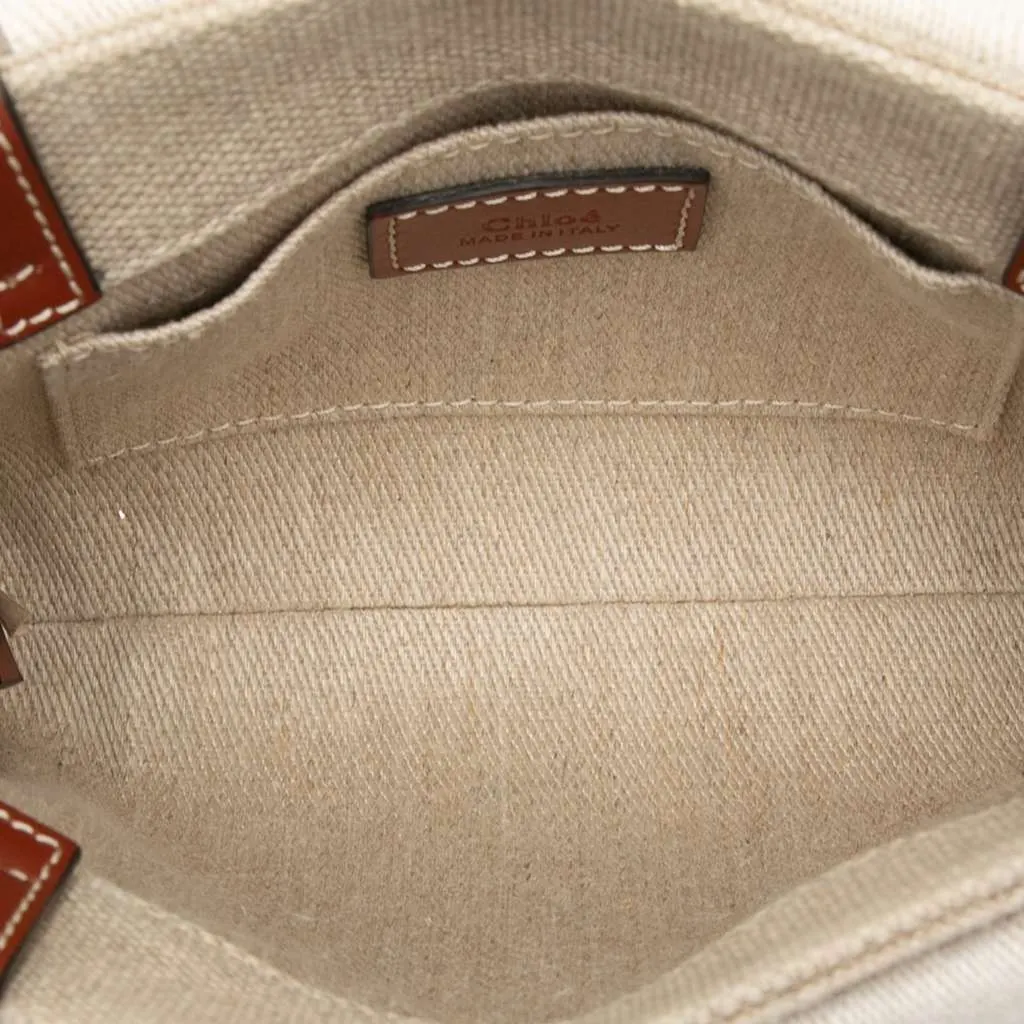 Chloé Mini Canvas Woody Satchel Brown Canvas Good - Model View