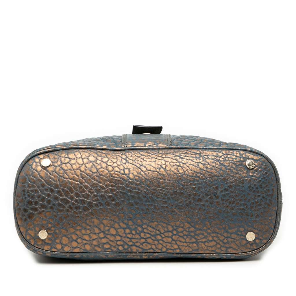 Bvlgari Croc Embossed Metallic Leather Leoni Satchel - 3