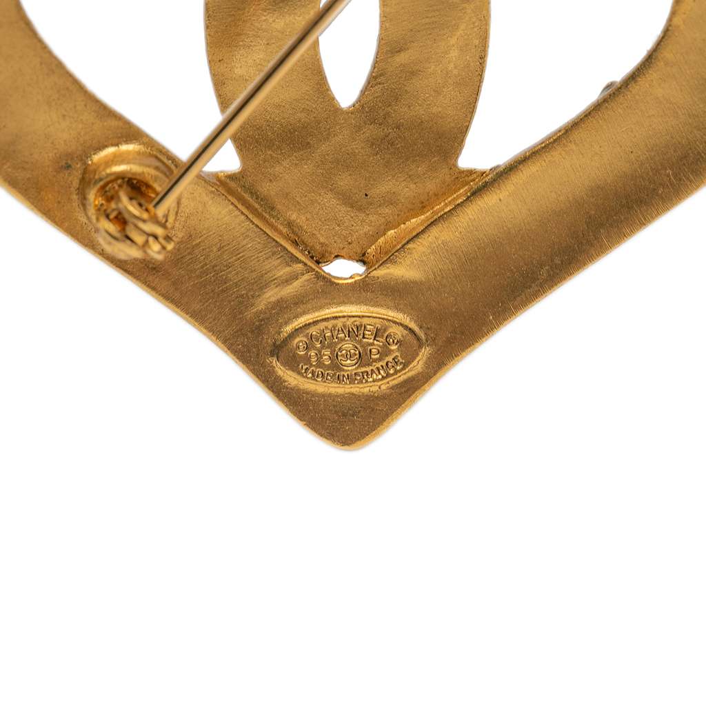 Chanel Gold Plated CC Heart Brooch - 3