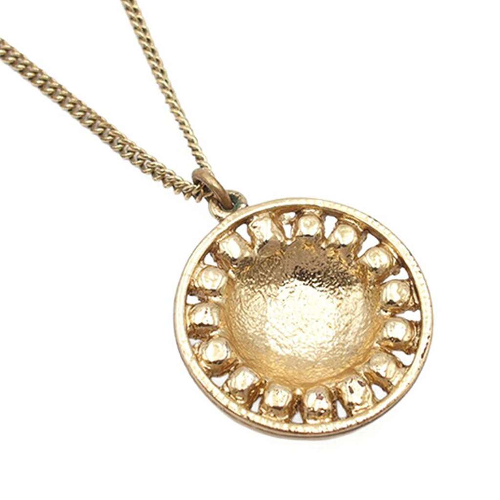 Chanel CC Gold Plated Round Pendant Necklace - 3