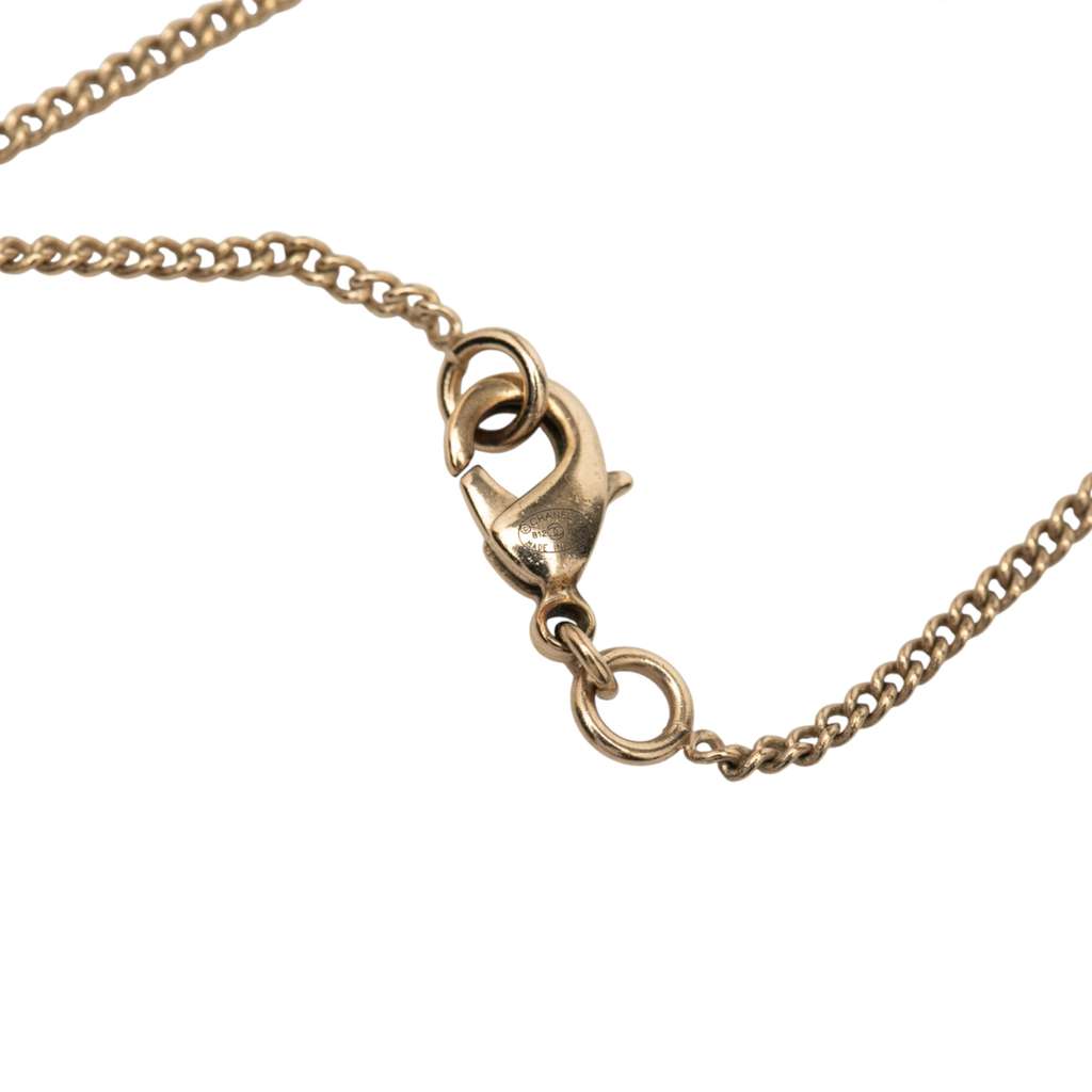 Chanel Gold Plated CC Rhinestones Pendant Necklace - 5