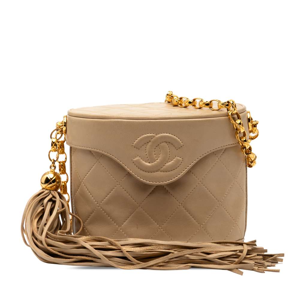 Chanel CC Quilted Lambskin Tassel Chain Vanity Bag