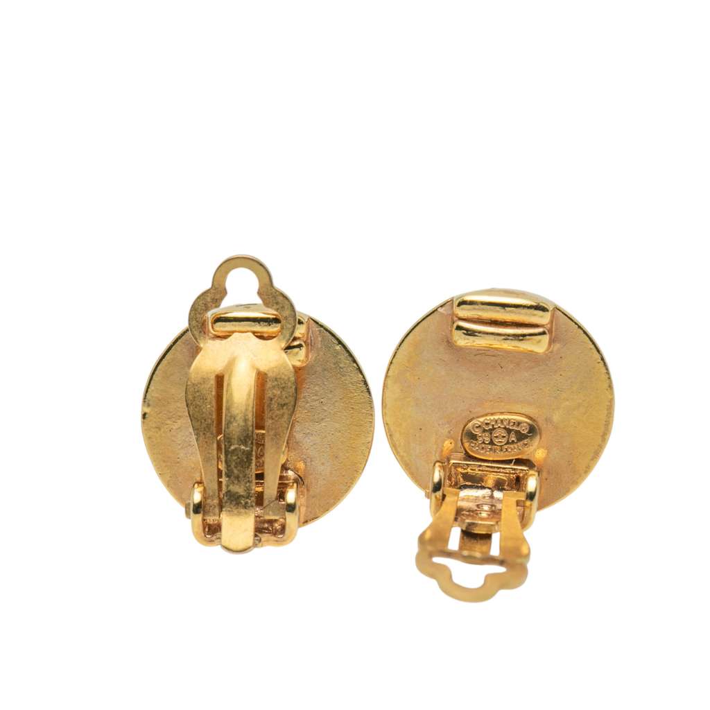 Chanel CC Gold Plated Round Clip On Earrings - 3