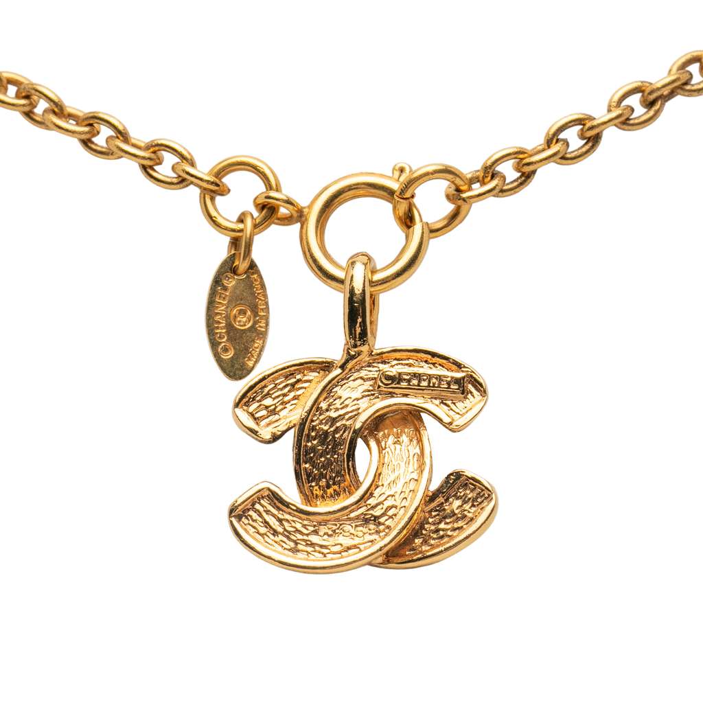 Chanel Gold Plated Quilted CC Pendant Necklace - 3