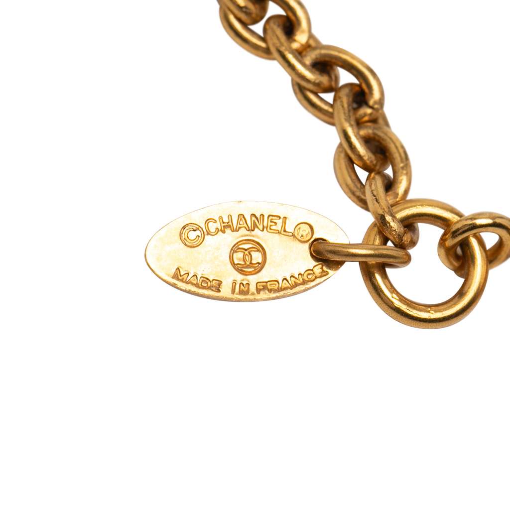 Chanel Gold Plated Quilted CC Pendant Necklace - 5