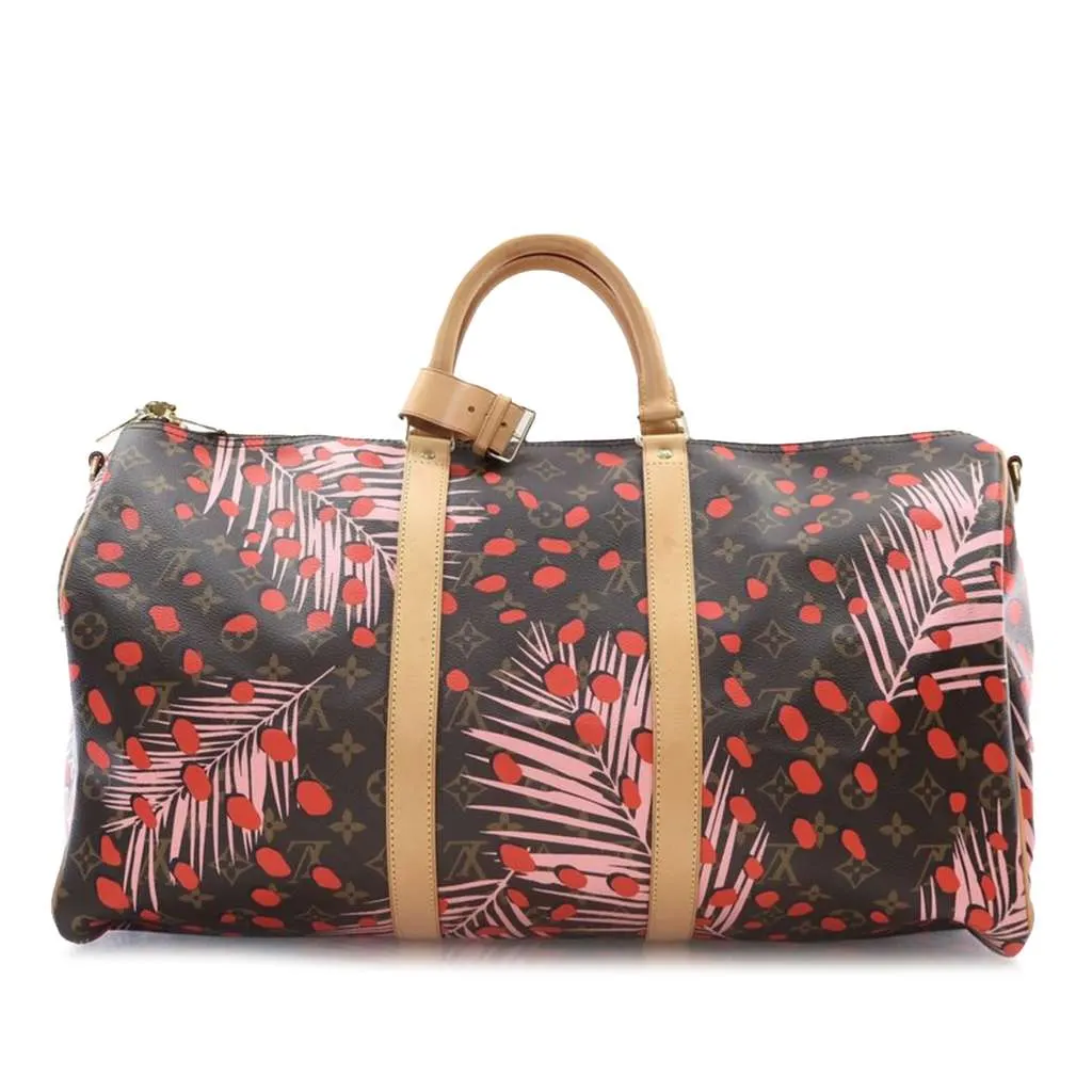 Louis Vuitton Monogram Jungle Dots Keepall Bandouliere 50 Brown Good - Back View