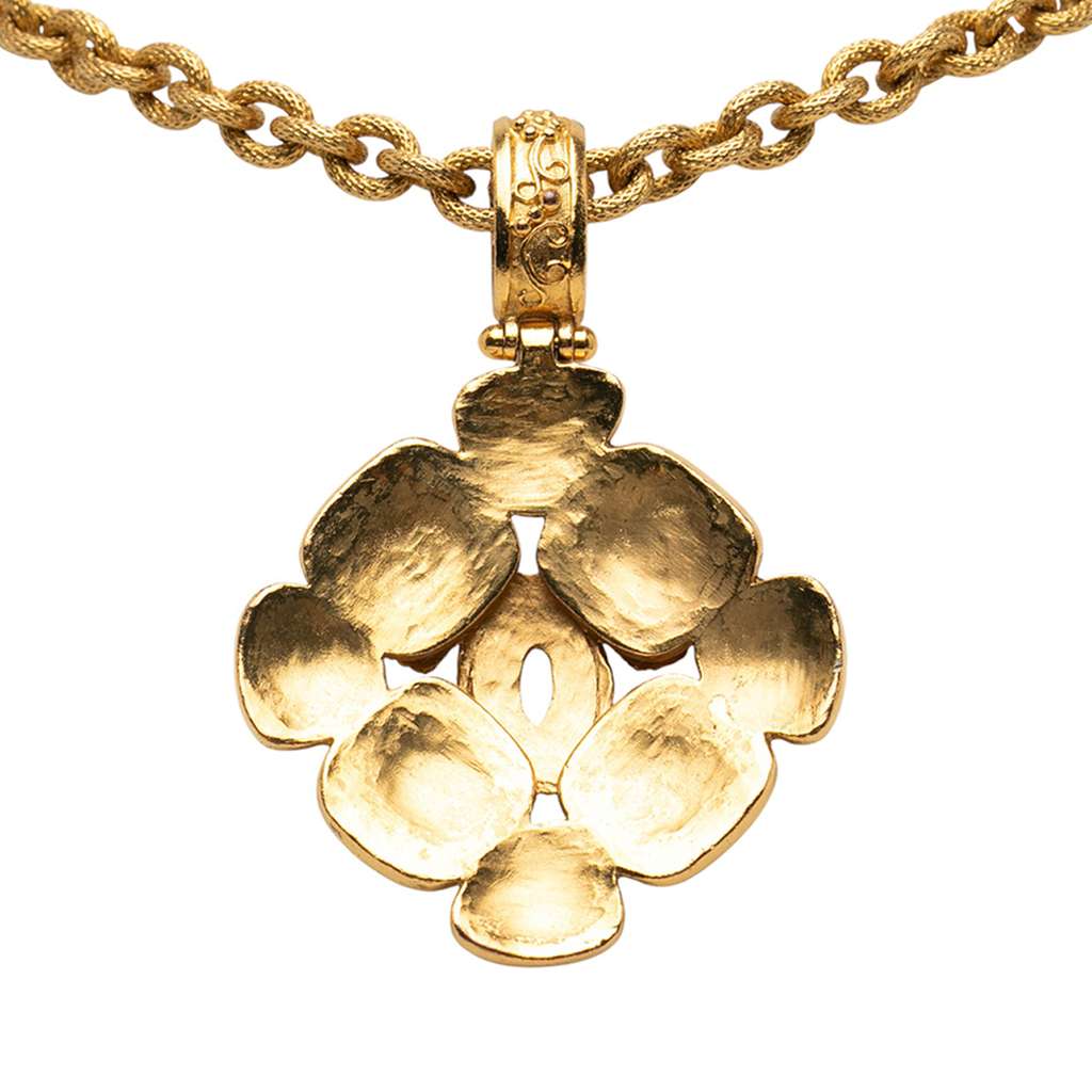 Chanel Gold Plated CC Arabesque Clover Pendant Necklace - 2