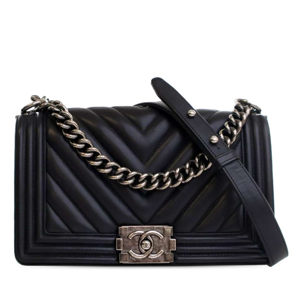 Chanel Old Medium Chevron Lambskin Boy Flap